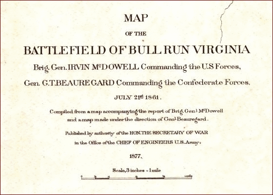 Map Legend for the Map of the Battlefield of Bull Run Virginia (1877)