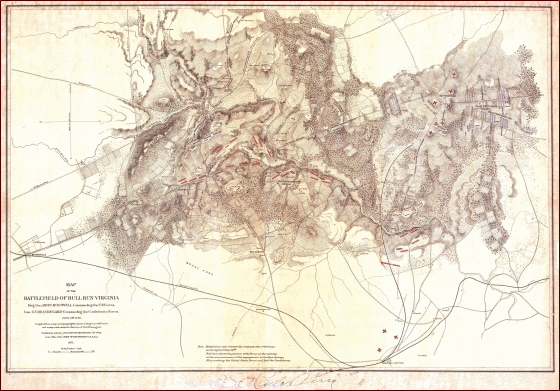 Map of the Battlefield of Bull Run Virginia (1877)
